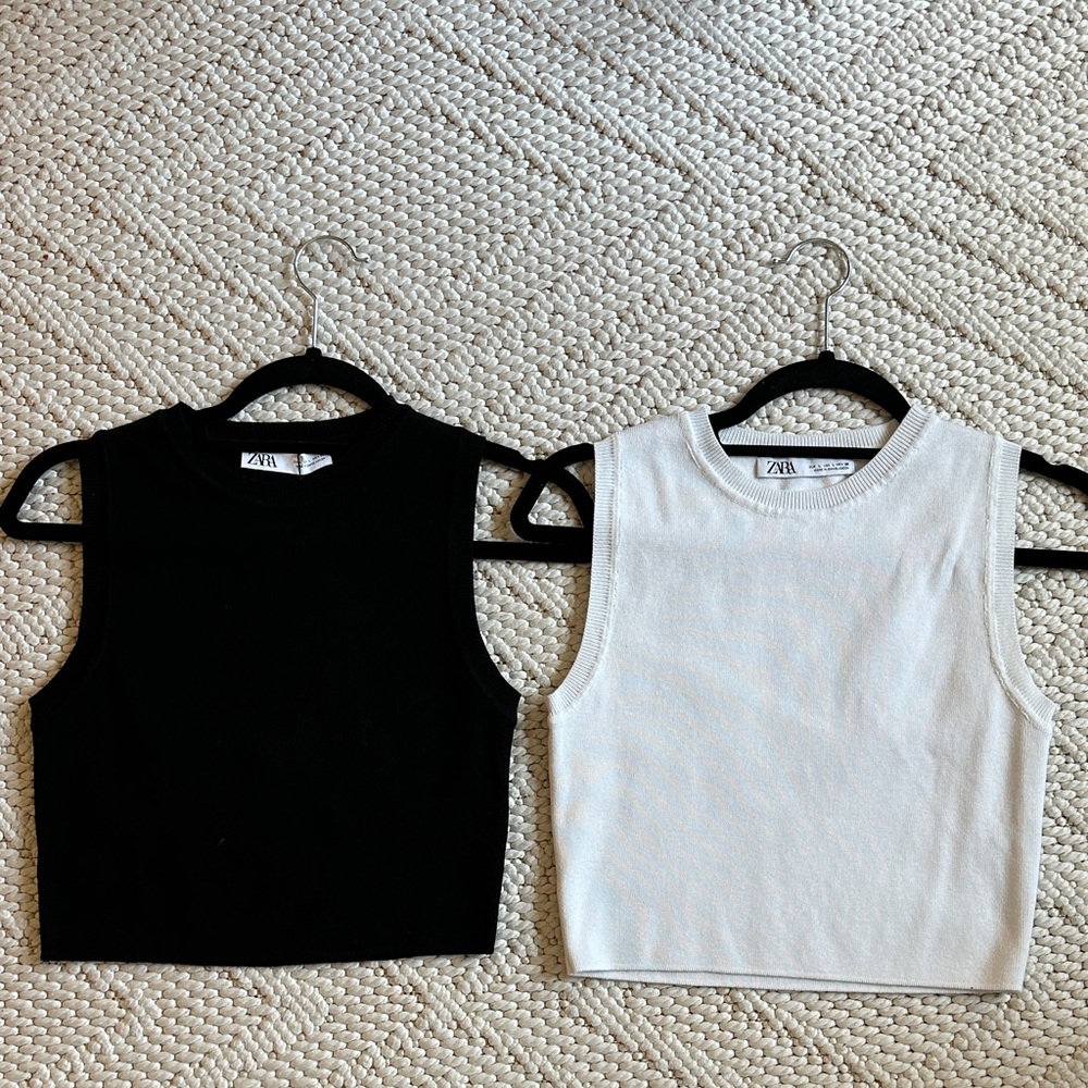 Zara BUNDLE black/ white tanks size large BNWT